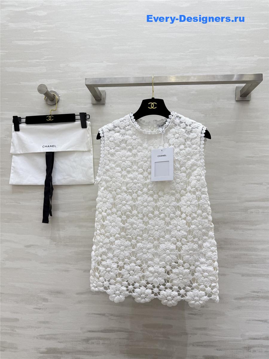Ch**el white crochet vest top