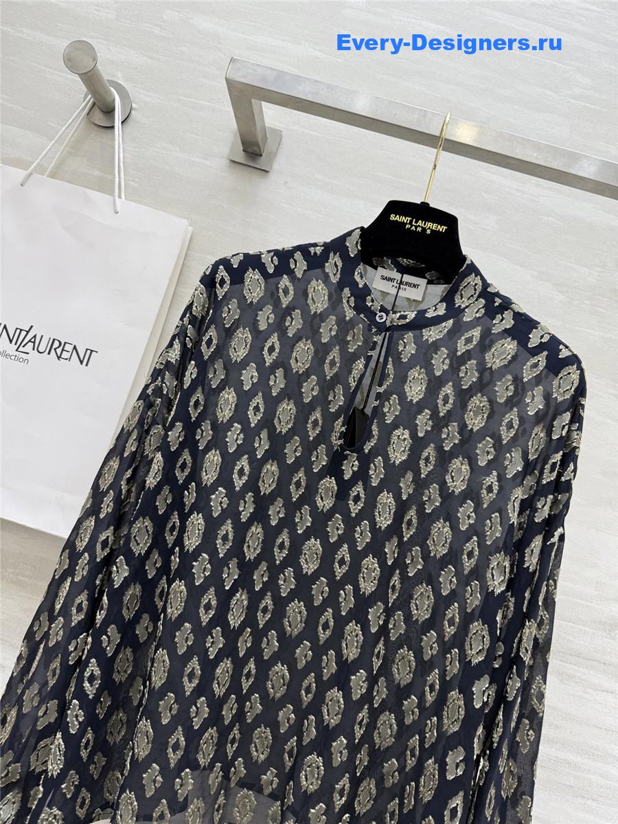 Sa1nt Lau*nt silk flower blouse