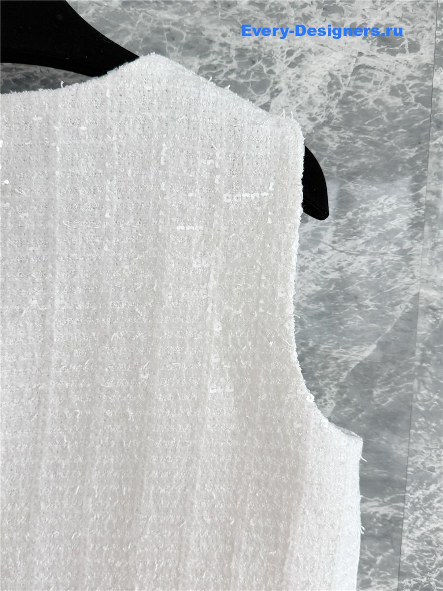 Ch**el white sequin tweed vest