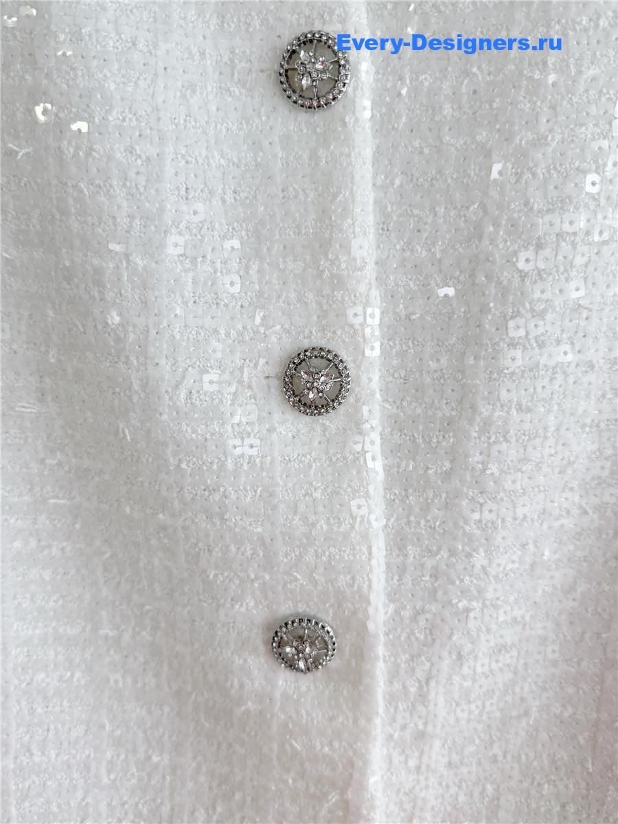 Ch**el white sequin tweed vest