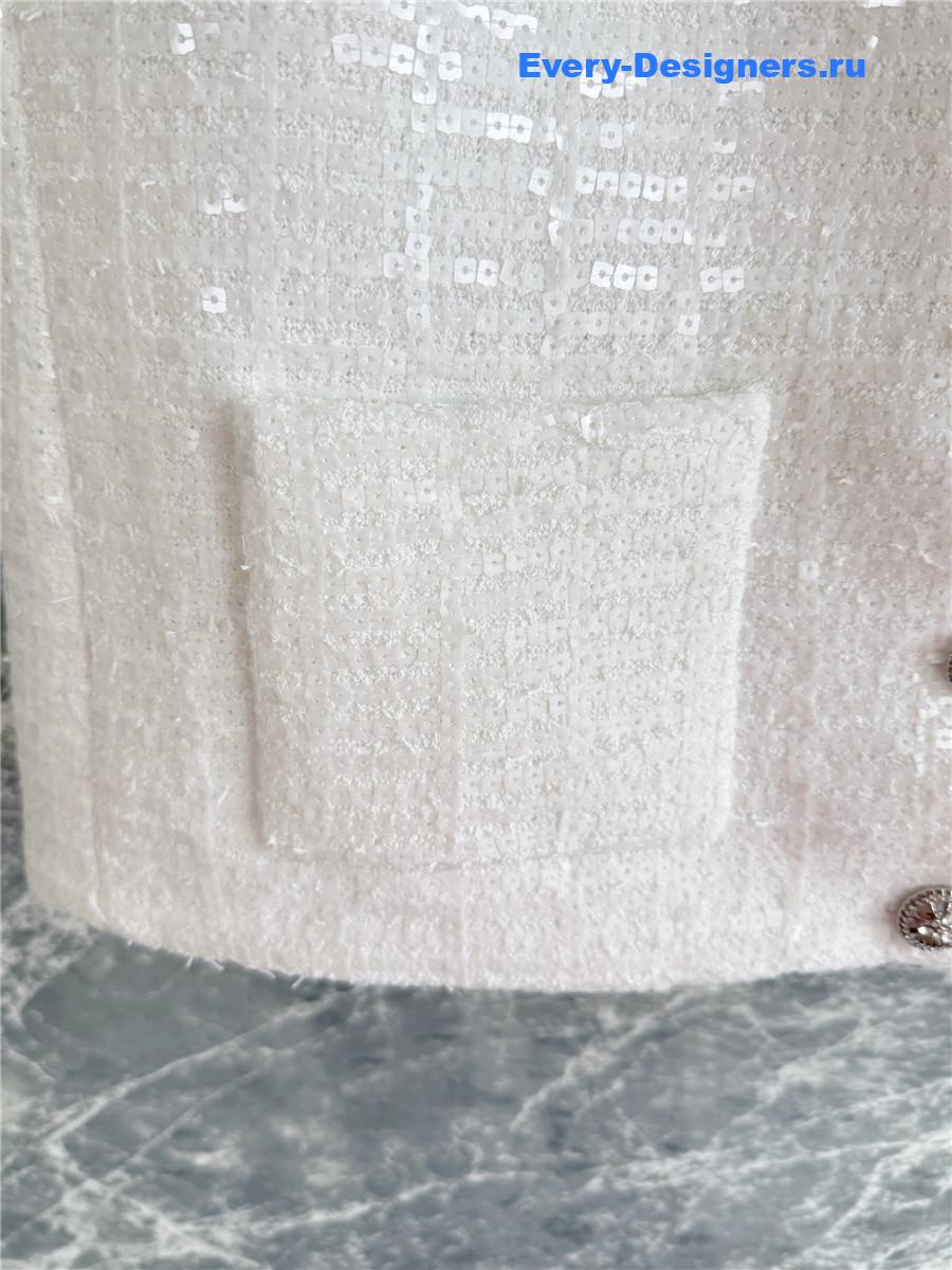 Ch**el white sequin tweed vest