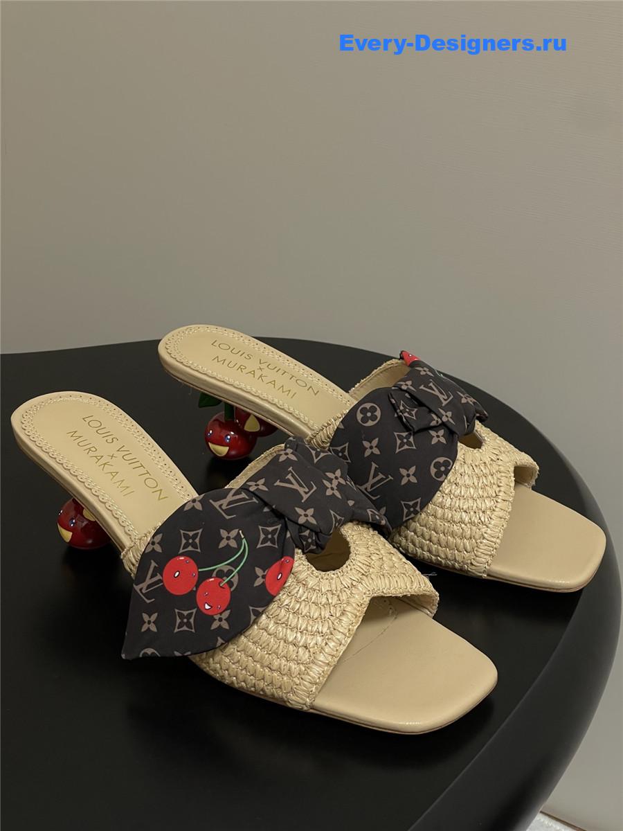 LV x Murakami Cherry Raffia Mules