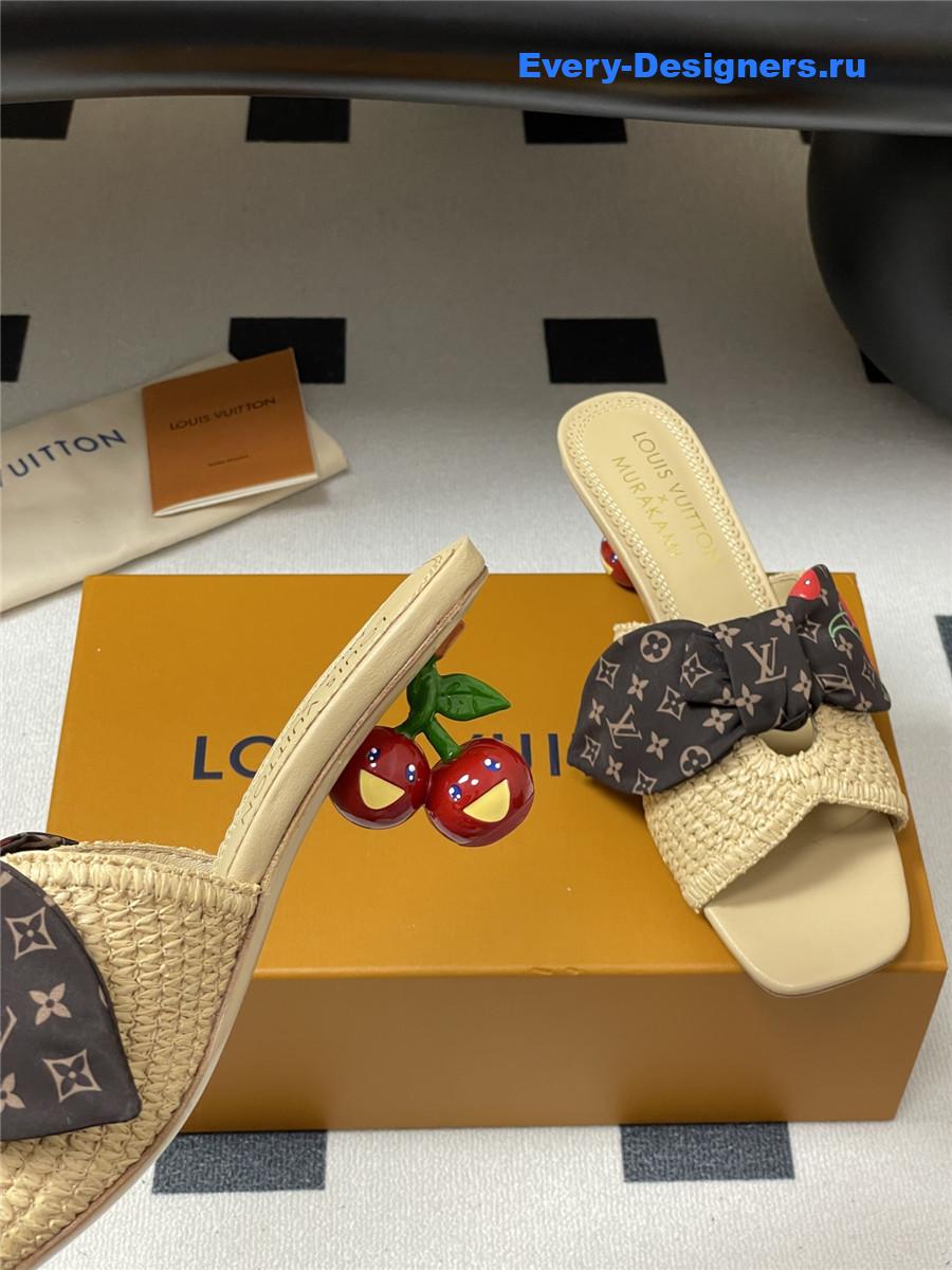 LV x Murakami Cherry Raffia Mules