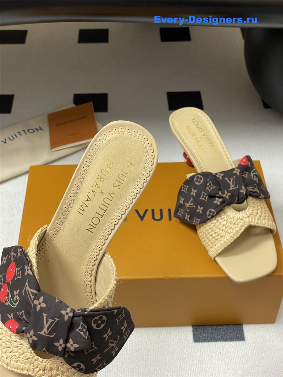 LV x Murakami Cherry Raffia Mules