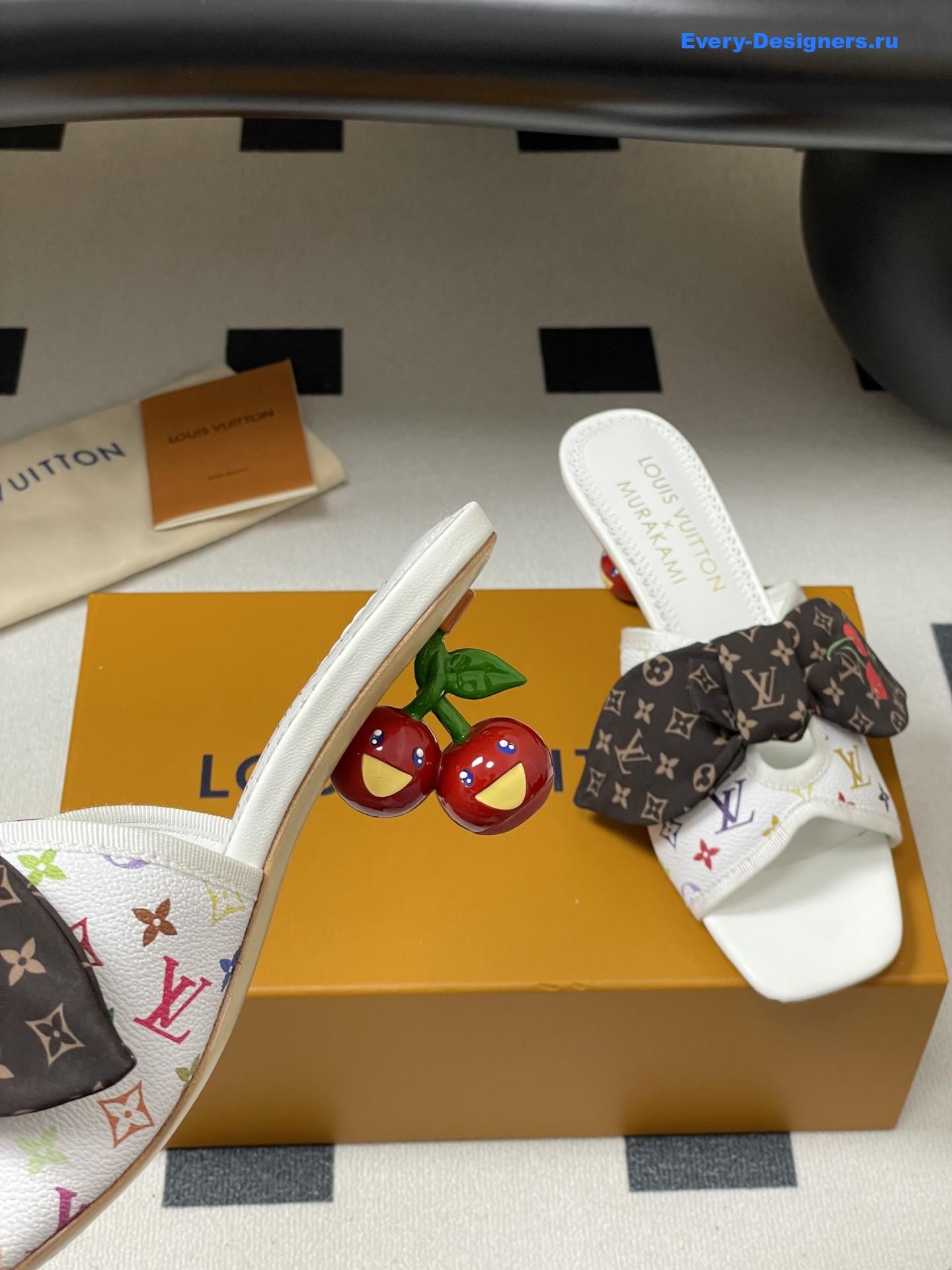 LV x Murakami White Cherie Mules
