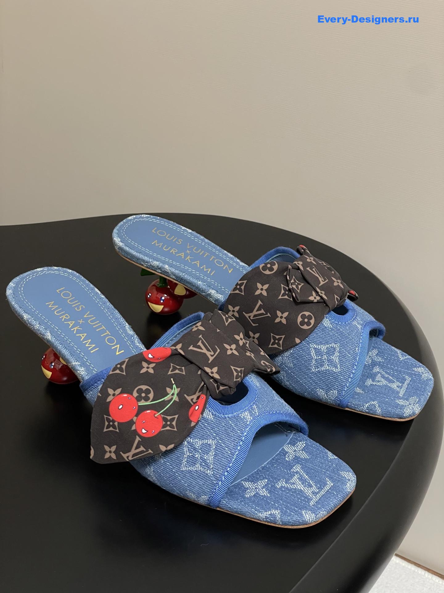 LV x Murakami Denim Cherie Mules