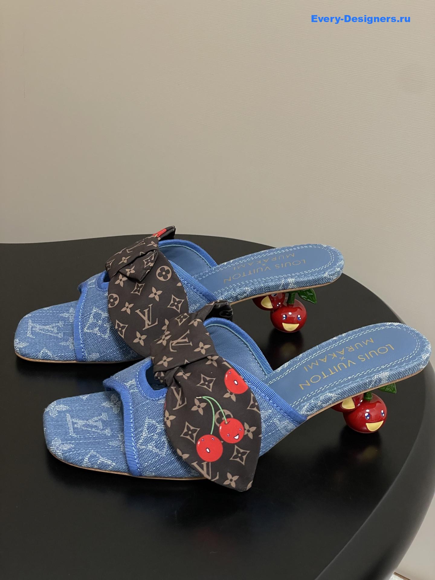 LV x Murakami Denim Cherie Mules