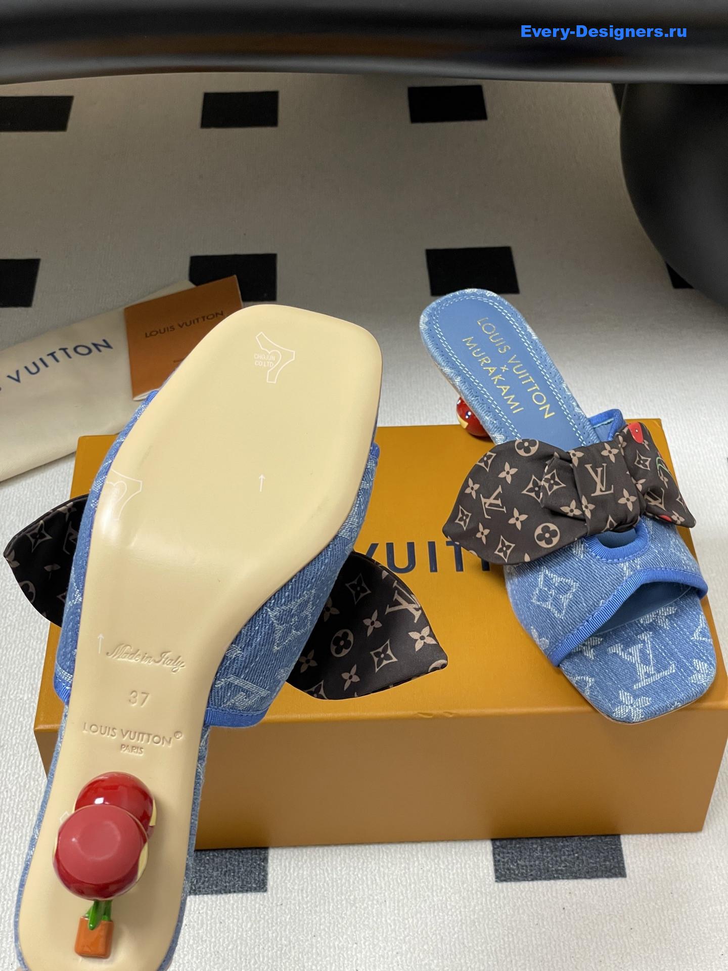LV x Murakami Denim Cherie Mules