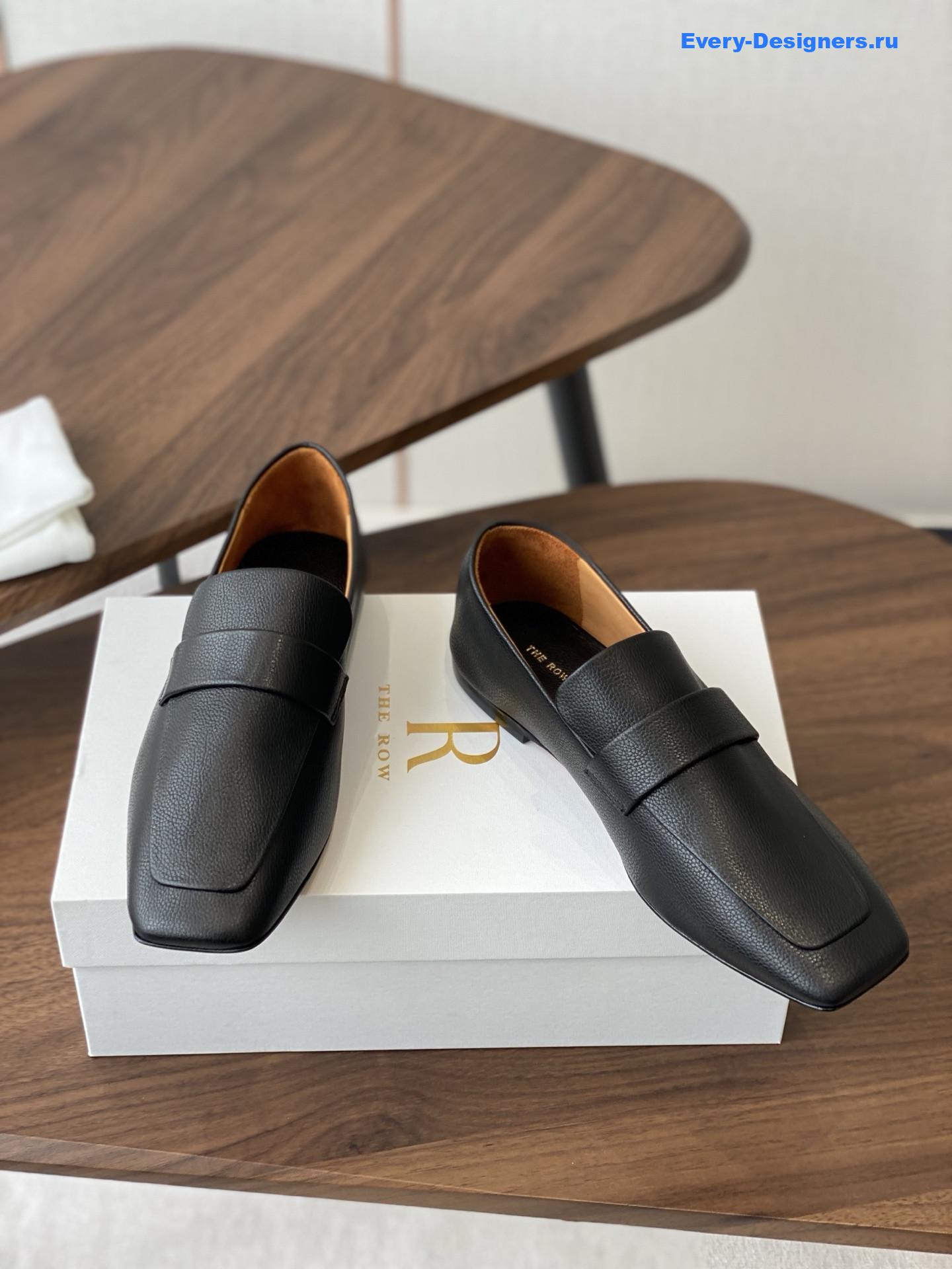 The R0w black square leather loafers