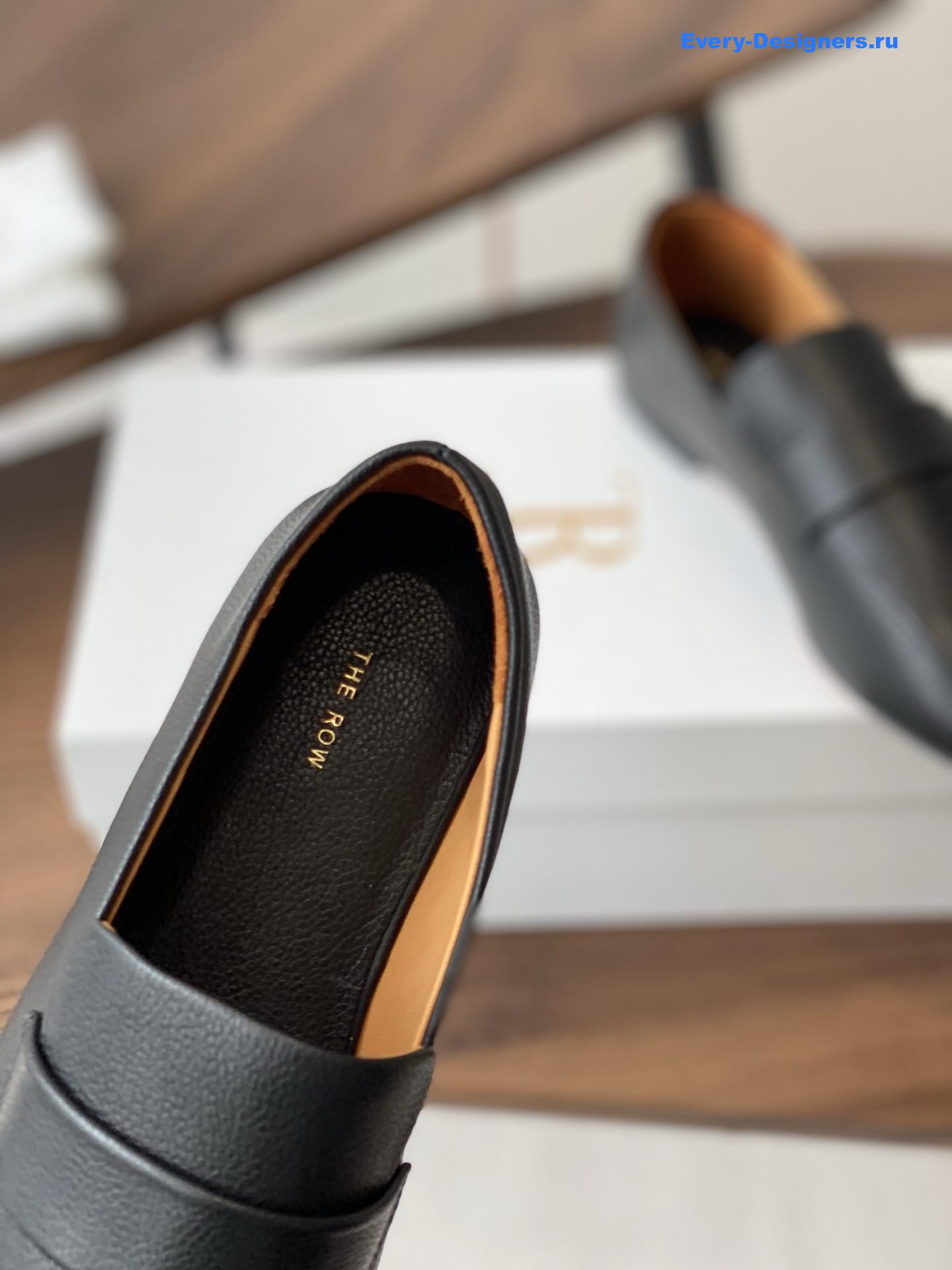 The R0w black square leather loafers
