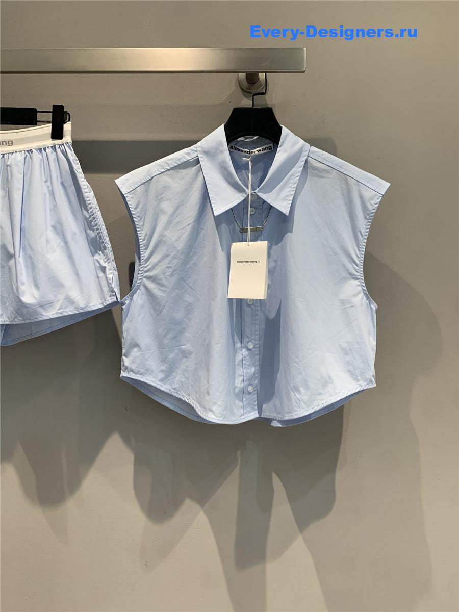 A1exa*der wang light blue rhinestone shirt
