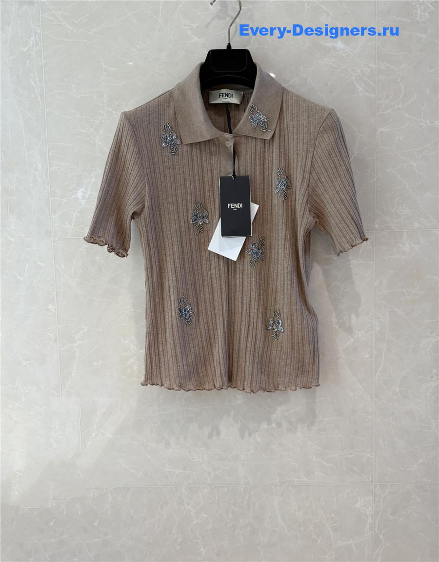 F**di brown cotton polo