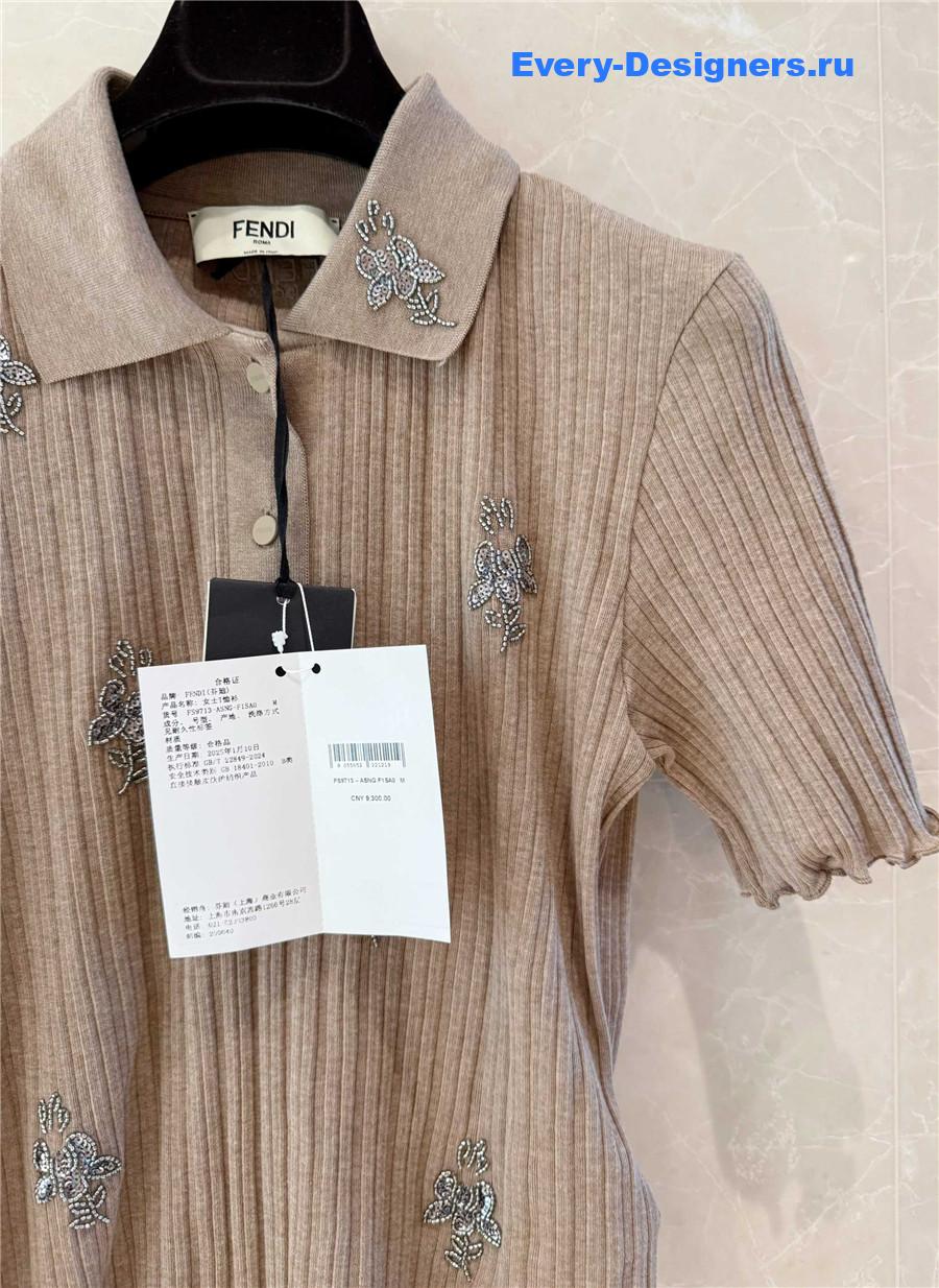 F**di brown cotton polo