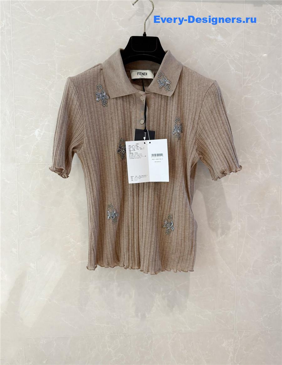 F**di brown cotton polo