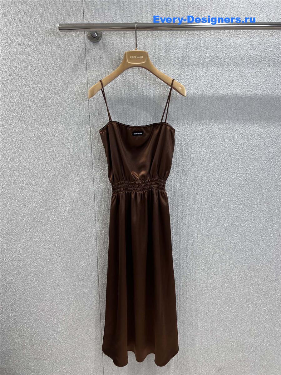 Miu Miu Cocoa Brown Long Satin Dress