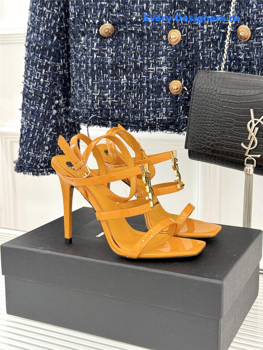 Sa1nt Lau*nt yellow cassandra wedges