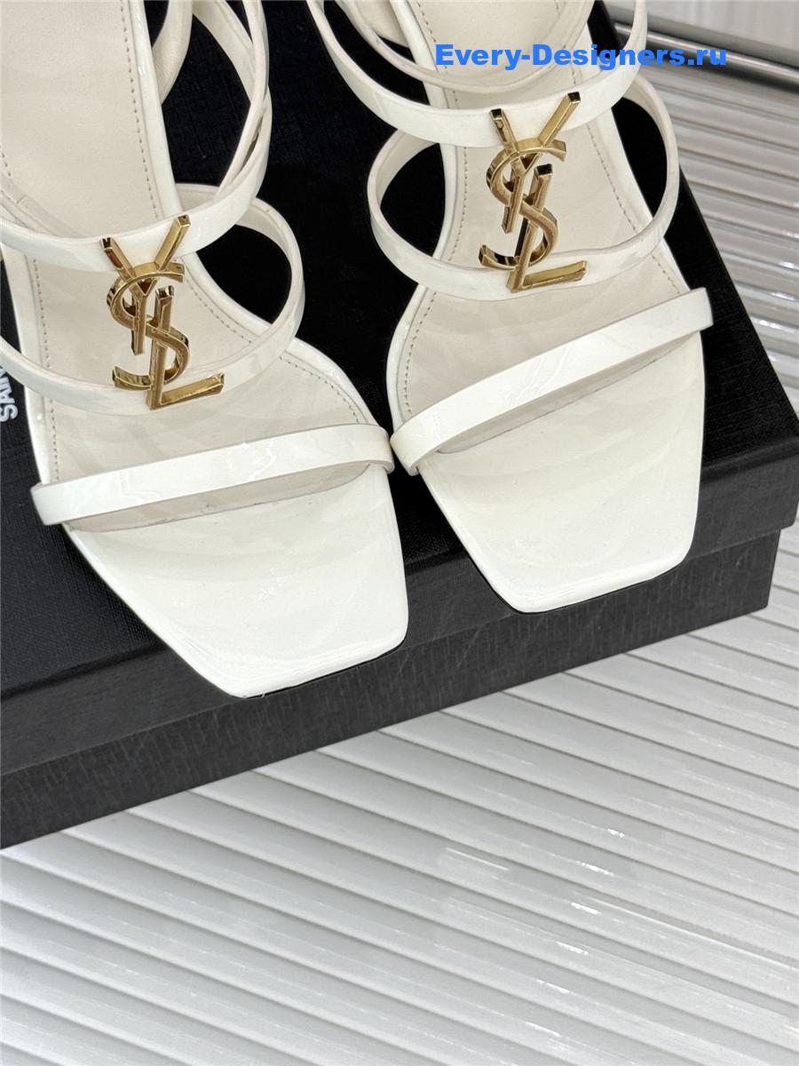 Sa1nt Lau*nt white cassandra wedges