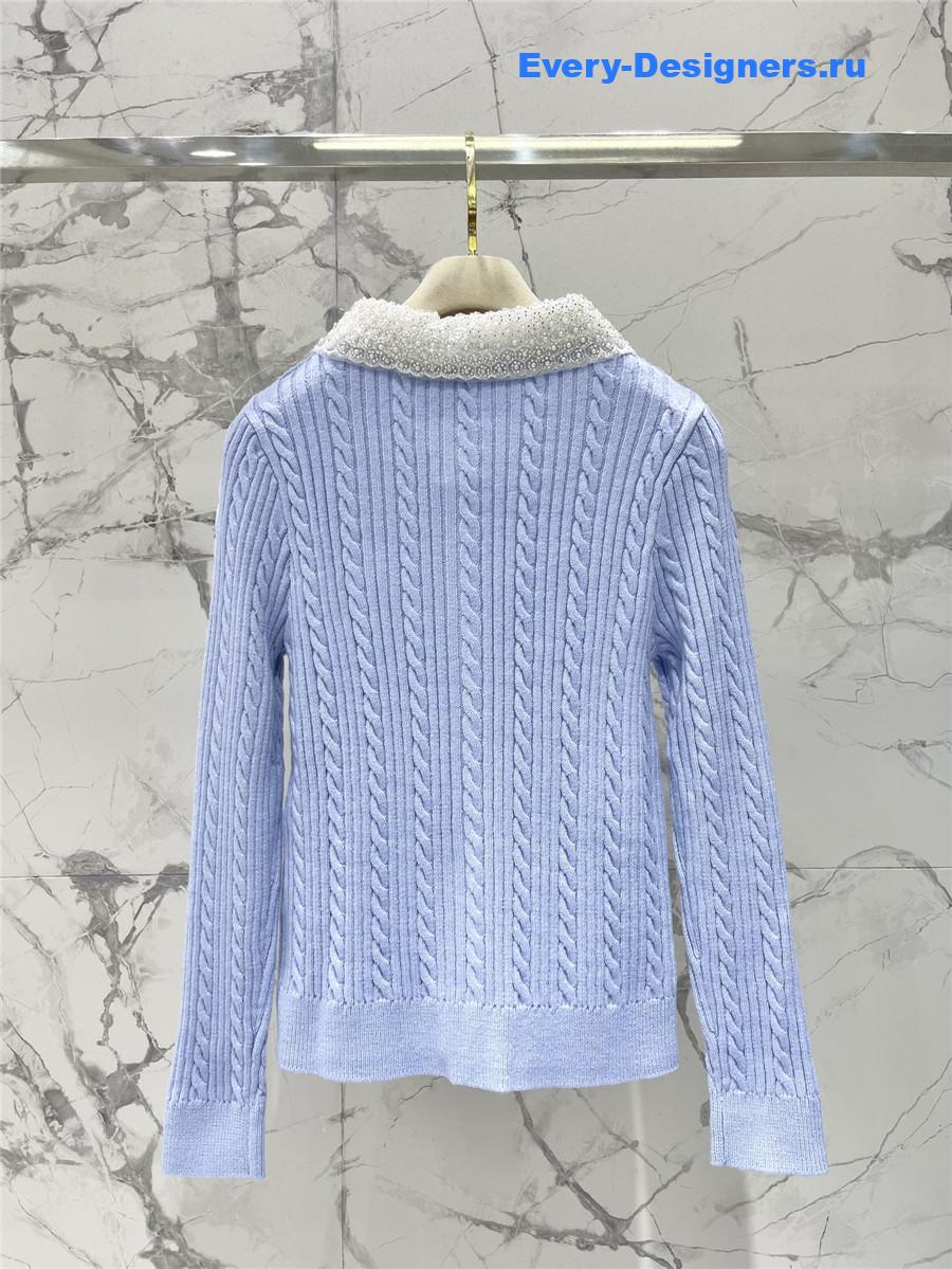 Miu Miu Light Blue Beaded Cardigan