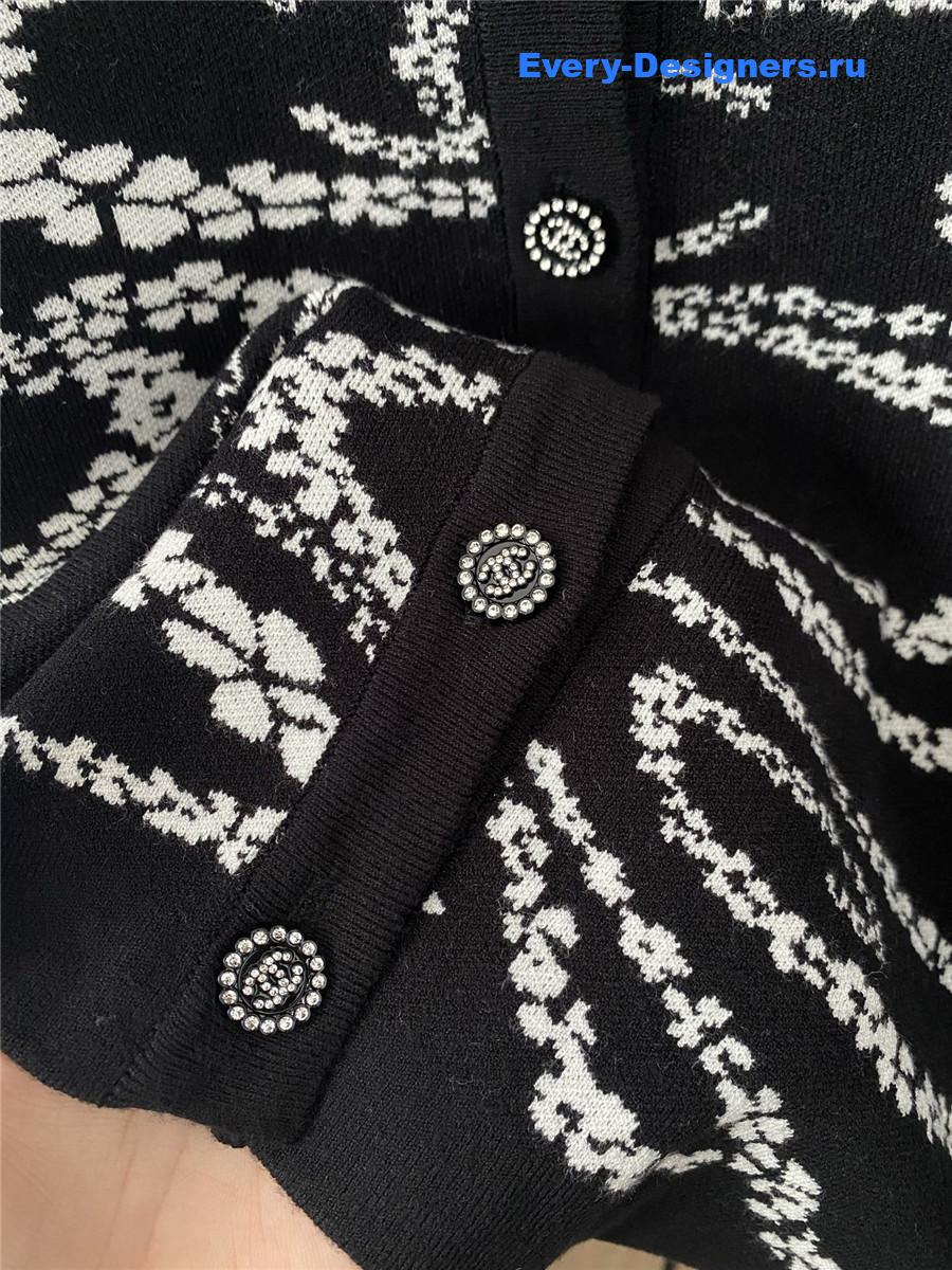 Ch**el black white logo cardigan