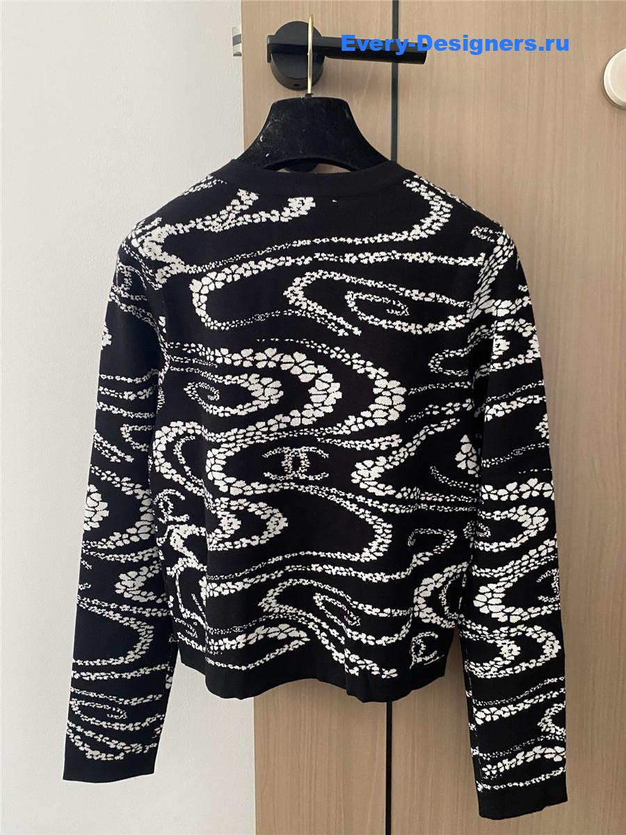 Ch**el black white logo cardigan