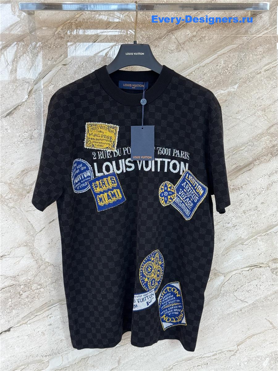 l0vis Vvtt0n damier short-sleeved signature crewneck