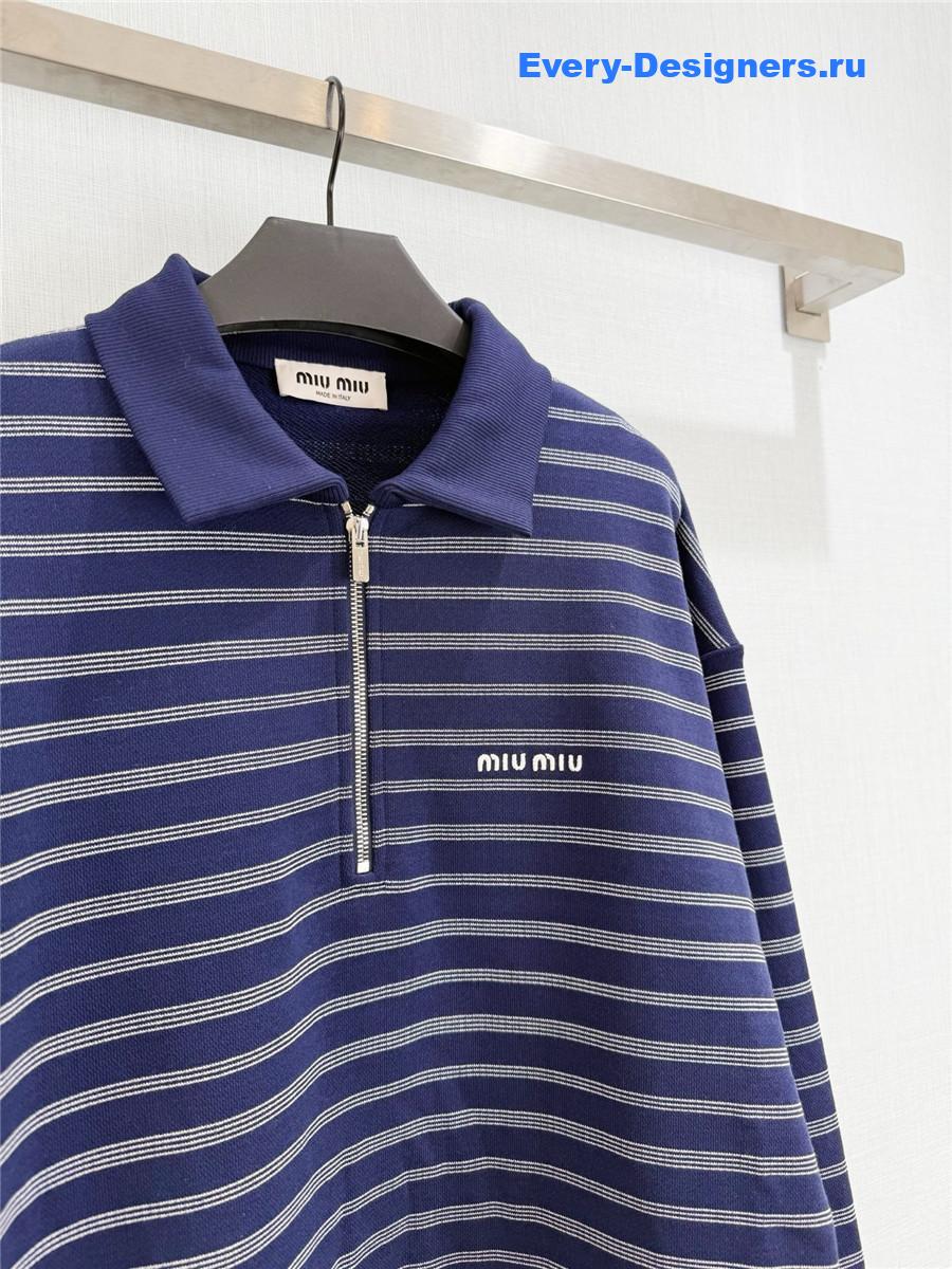 Miu Miu Blue/White Striped Polo