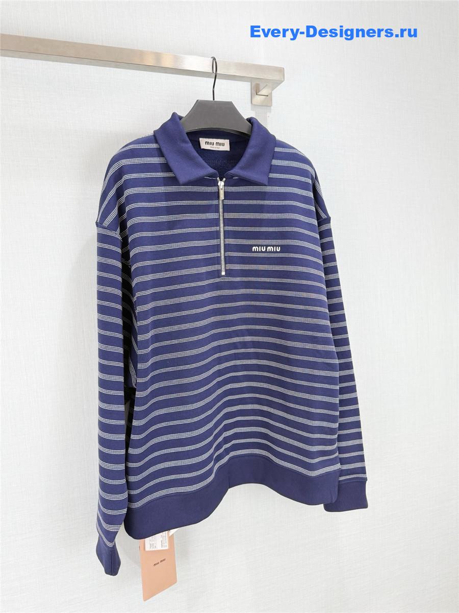 Miu Miu Blue/White Striped Polo