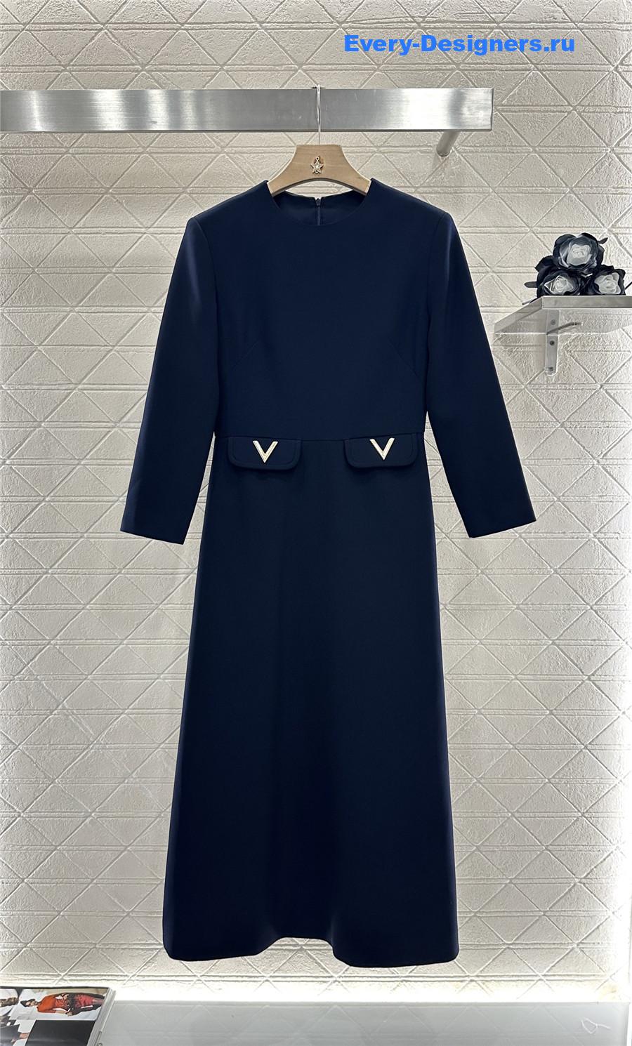Va1e*ntin0 blue crepe couture midi dress