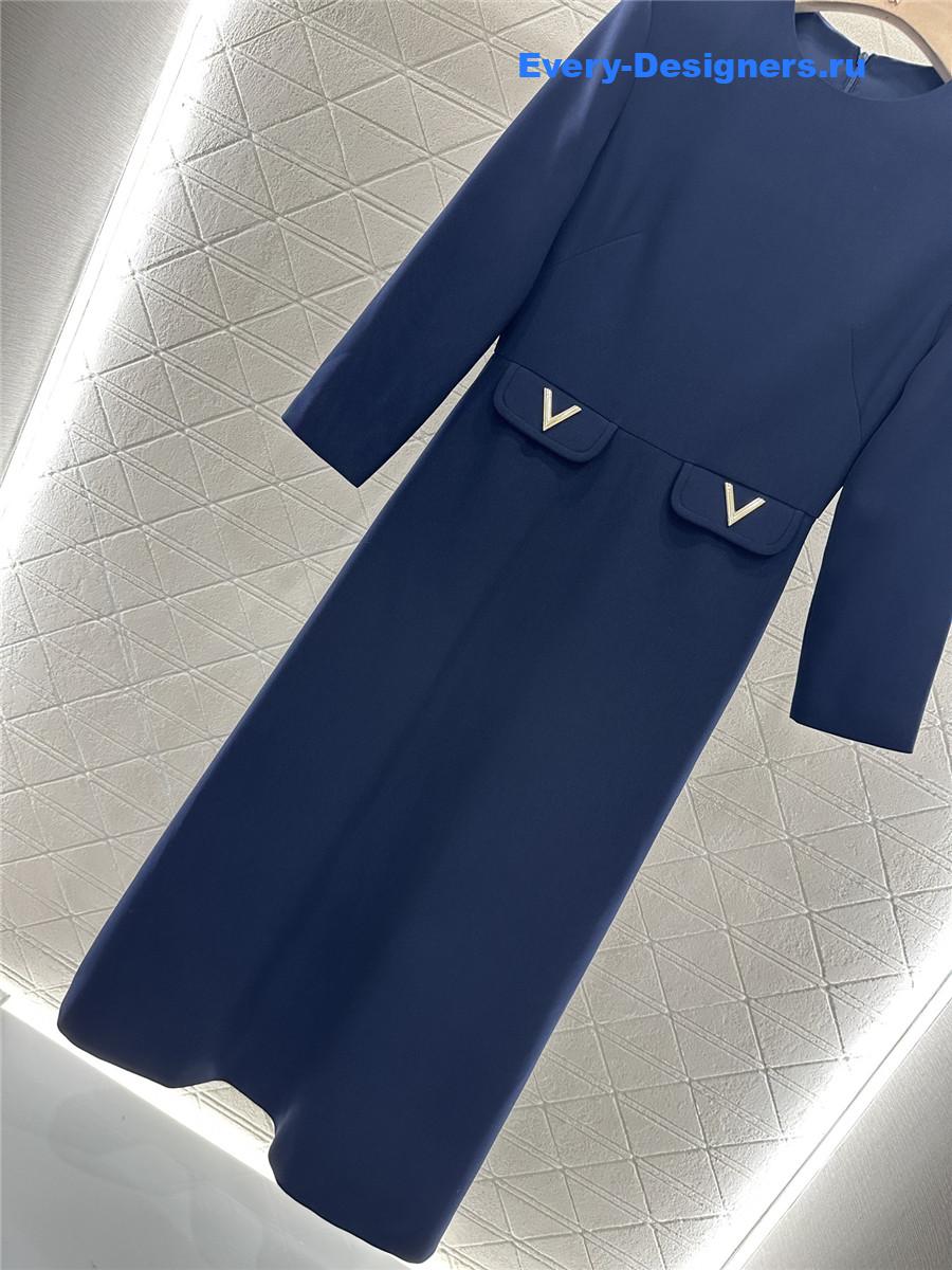 Va1e*ntin0 blue crepe couture midi dress