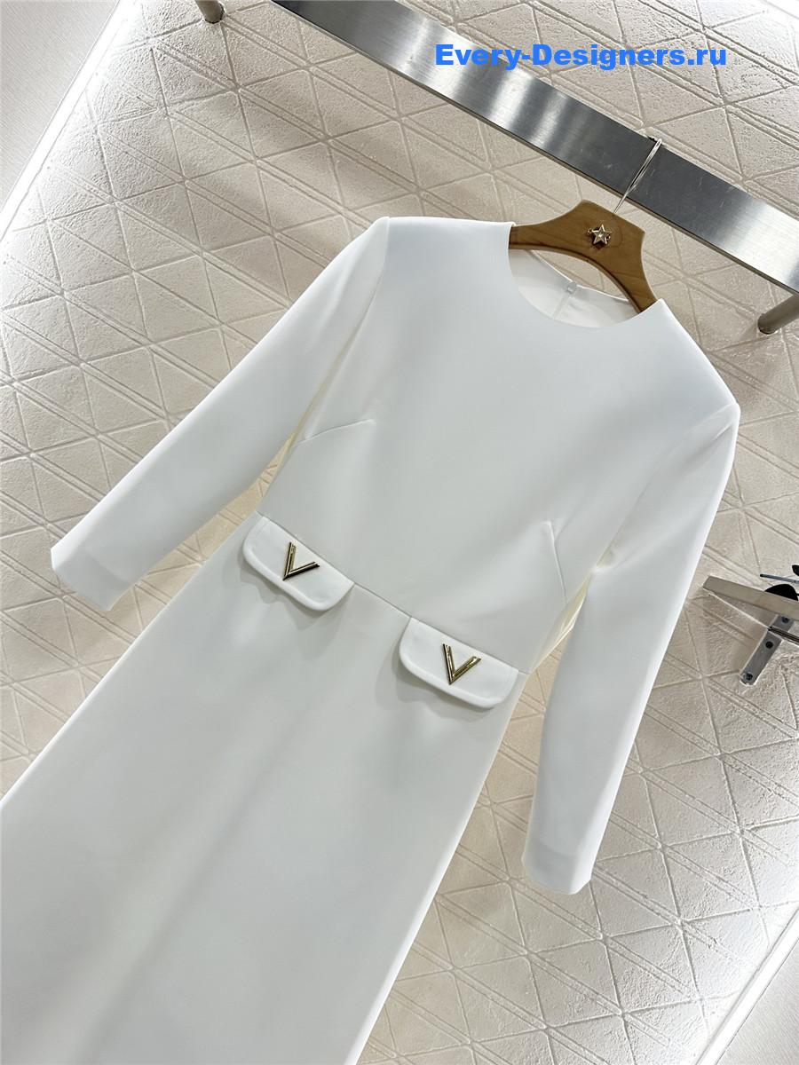 Va1e*ntin0 white crepe couture midi dress