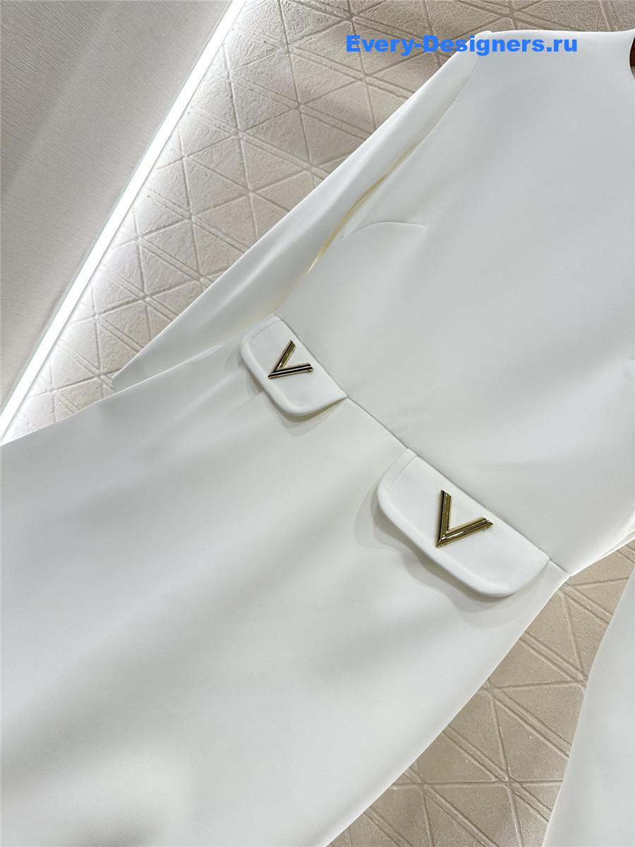 Va1e*ntin0 white crepe couture midi dress