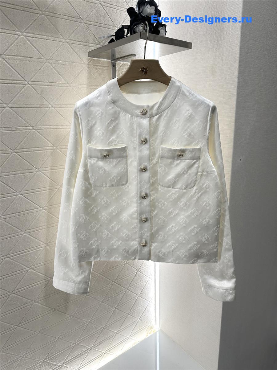 Ch**el white cc jacquard jacket