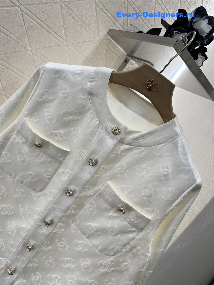 Ch**el white cc jacquard jacket