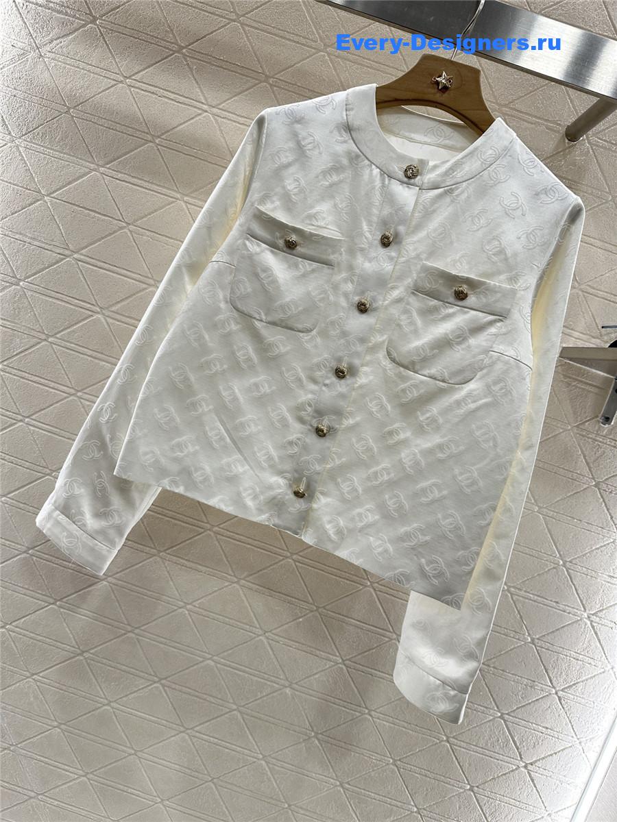 Ch**el white cc jacquard jacket