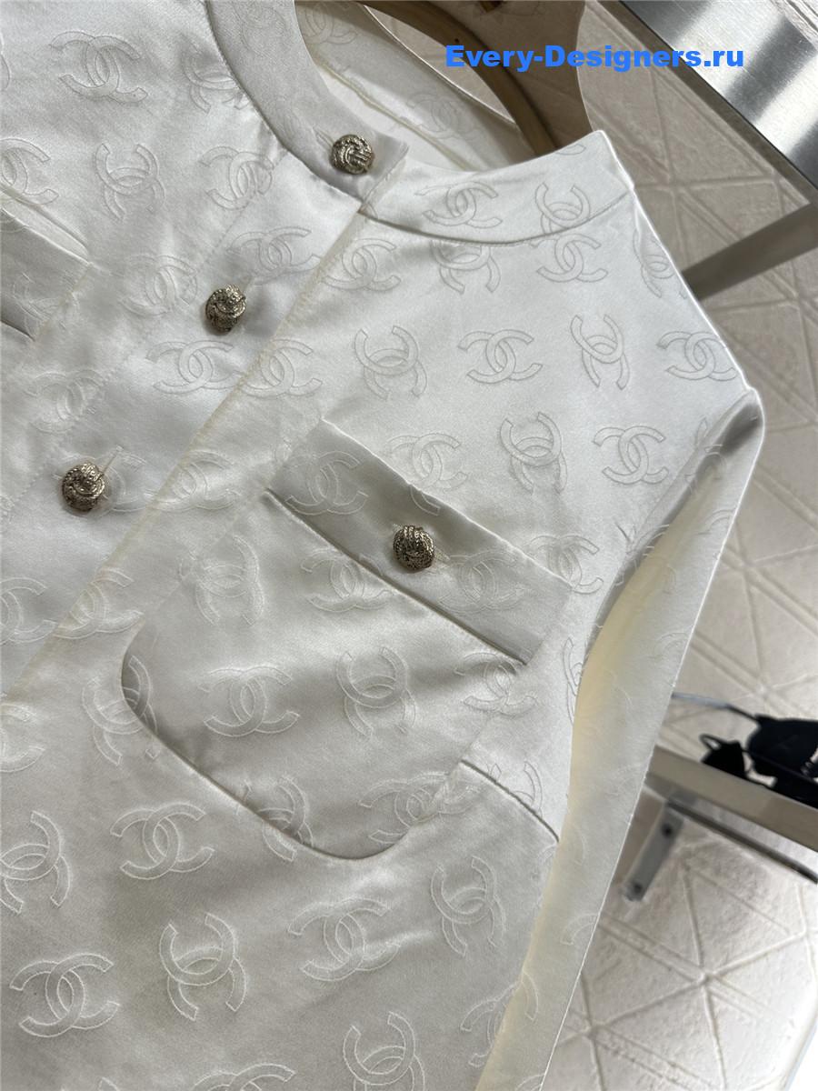 Ch**el white cc jacquard jacket