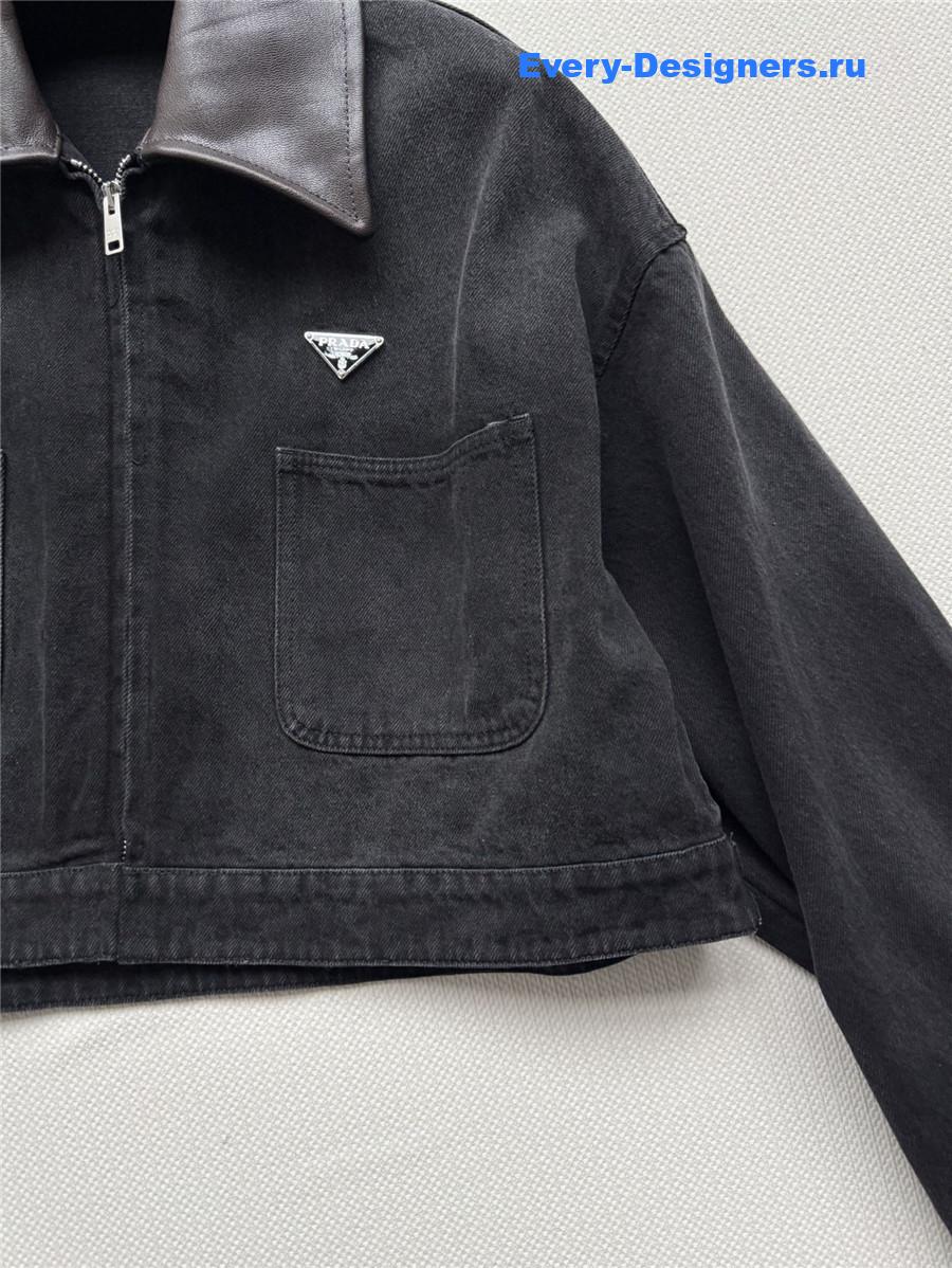 Pra*a dark gray cropped denim jacket