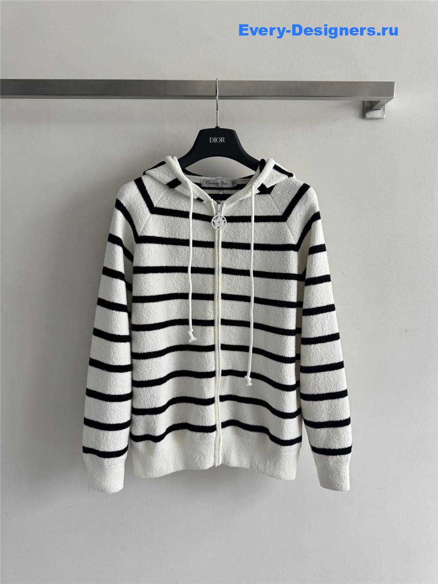 D10r navy & white d-stripe wool-silk knit sweater