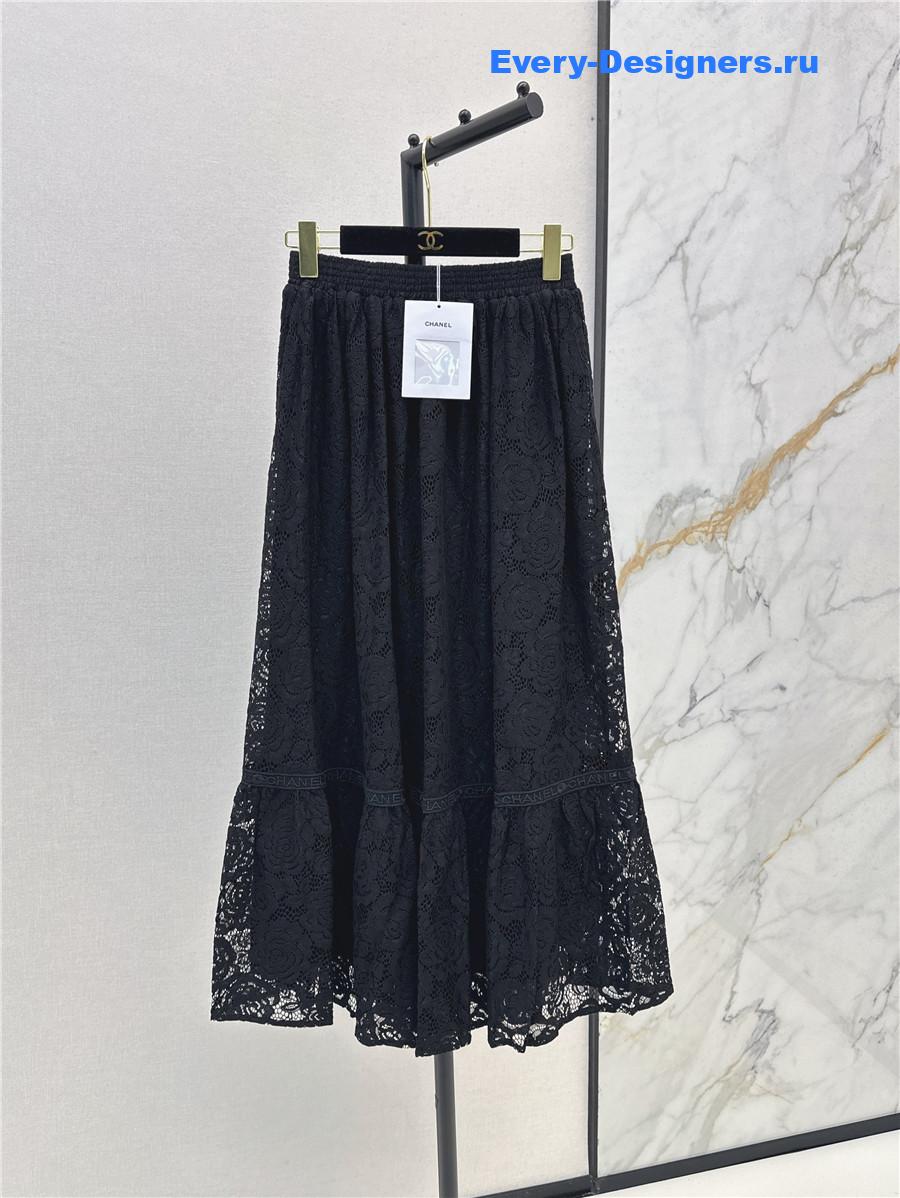 Ch**el black lace long skirt