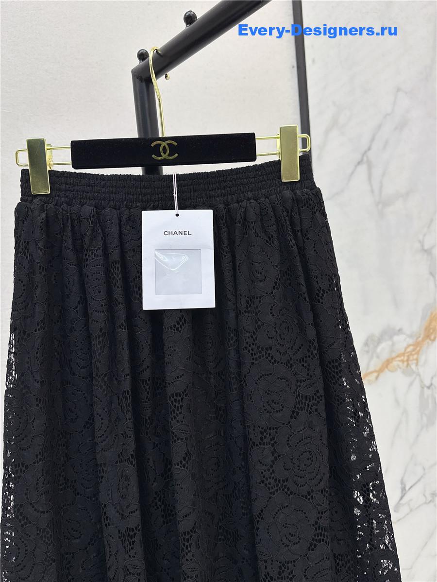 Ch**el black lace long skirt
