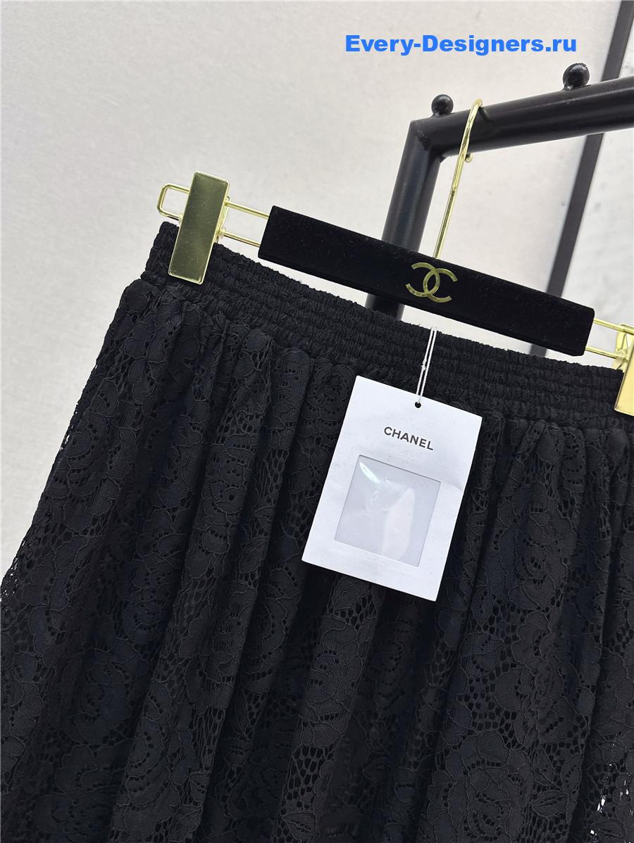 Ch**el black lace long skirt