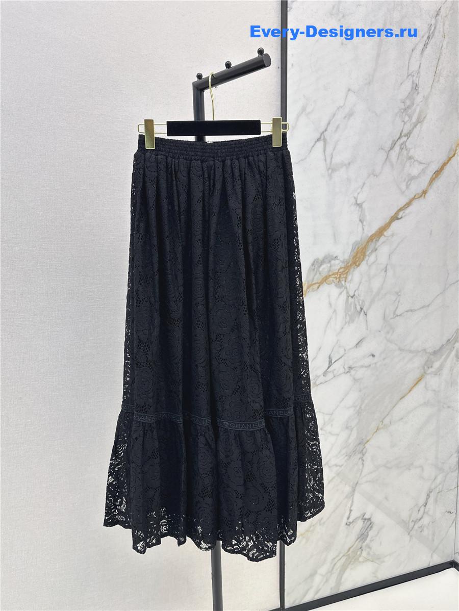 Ch**el black lace long skirt