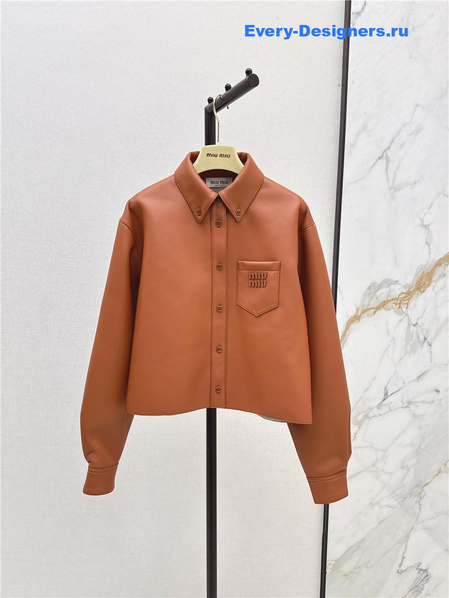 Miu Miu Maple Brown Leather Shirt