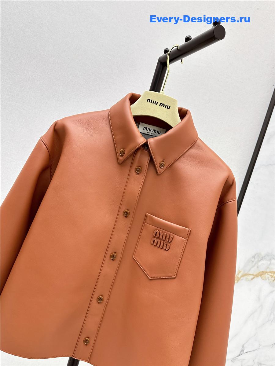 Miu Miu Maple Brown Leather Shirt