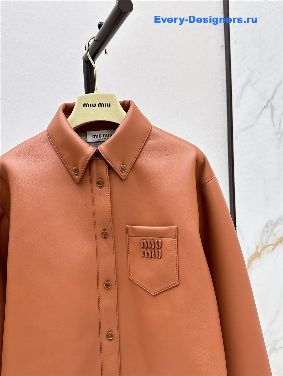 Miu Miu Maple Brown Leather Shirt