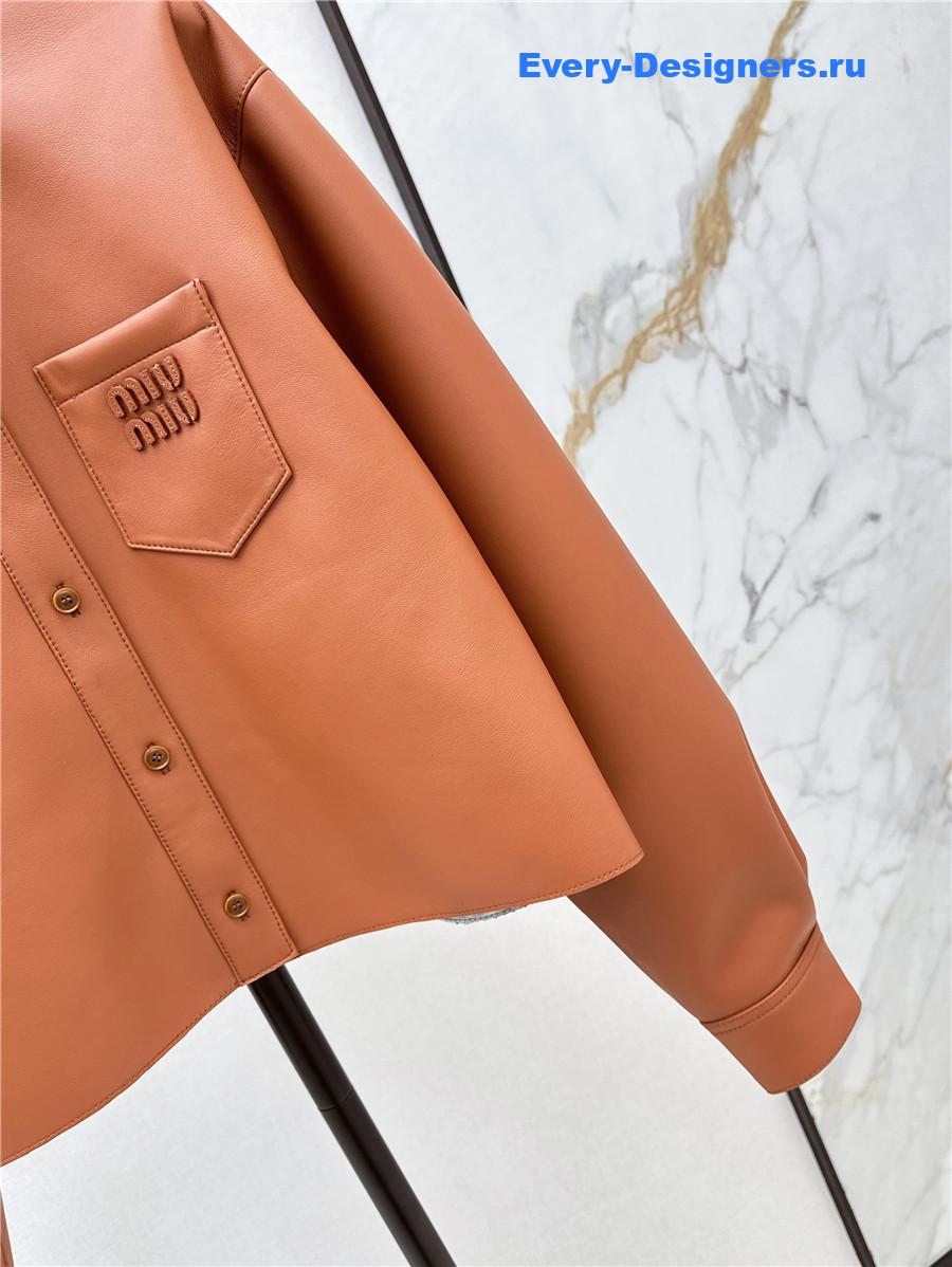 Miu Miu Maple Brown Leather Shirt