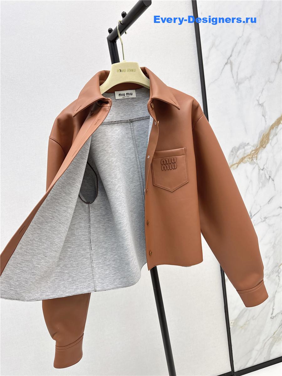 Miu Miu Maple Brown Leather Shirt