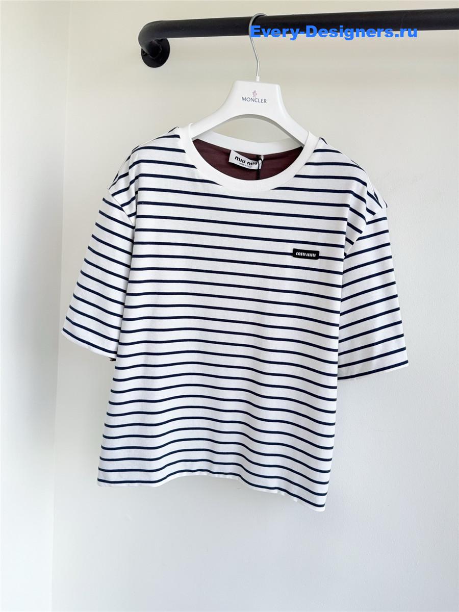 Miu Miu Striped Cotton T-Shirt