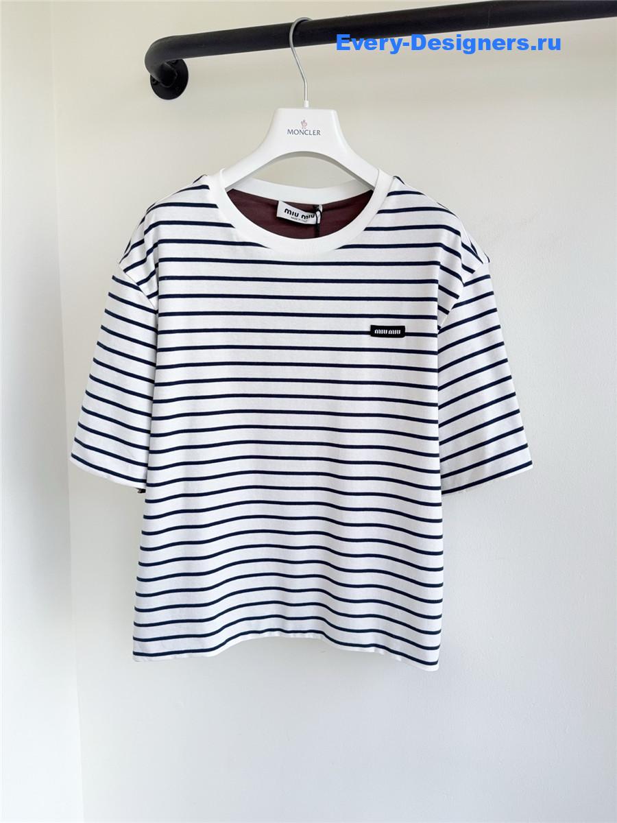 Miu Miu Striped Cotton T-Shirt