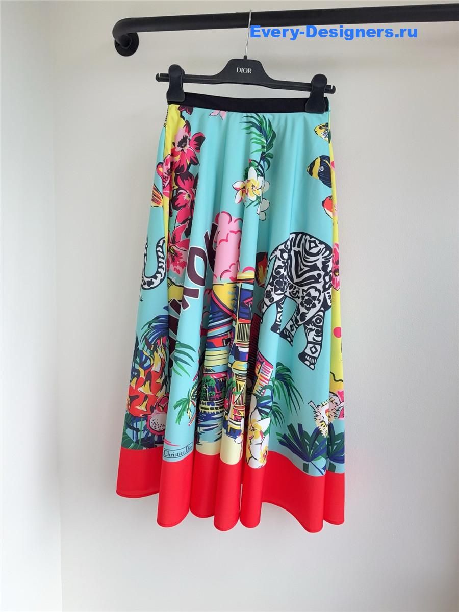 D10r souvenir mid-length flared skirt