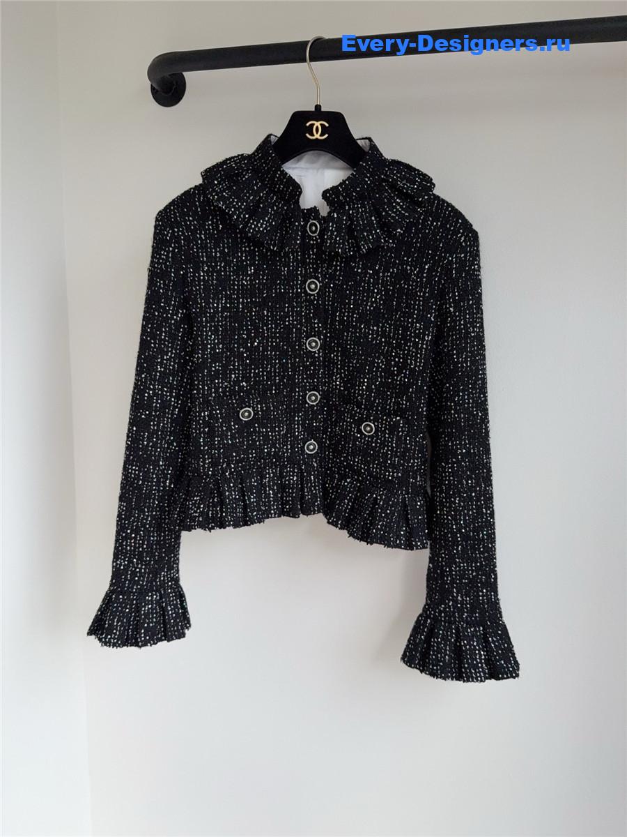 Ch**el tweed coat with sequins ruffles